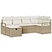 Set divani giardino 6 pezzi con cuscini Rattan poliestere beige,  Divano giardino 2 posti con stoccaggio e cuscini Rattan poliestere beige - Foto miniatura 1