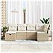 Set divani giardino 6 pezzi con cuscini Rattan poliestere beige,  Divano giardino 2 posti con stoccaggio e cuscini Rattan poliestere beige - Foto miniatura 3
