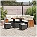 Set Divano da Giardino 8 Pezzi con Cuscini Nero Rattan Polietilene Acacia, Set da Pranzo da Giardino 3 Pezzi con Cuscini Nero Rattan Polietilene Acacia - Foto miniatura 2