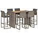 Set Bar da Giardino 7 pz con Cuscini Grigio Polyrattan Acacia - Foto miniatura 1
