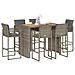 Set Bar da Giardino 7 pz con Cuscini Grigio Polyrattan Acacia - Foto miniatura 2