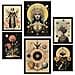 Set Di 6 Stampe Pittura Decorativa Collage Surreale In Mistico Esoterico Incorniciato Con Illustrazioni Per Le Pareti A3 & A4 Cornice Nera - Foto miniatura 1