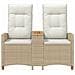 Panchina reclinabile con tavolo Beige e Bianco Crema polyrattan - Foto miniatura 2