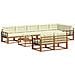 Set di divani da esterno con cuscino 9 pcs Naturale e Crema - Foto miniatura 3