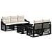 Set Divano da Giardino 6 pz Nero e Bianco Crema polyrattan - Foto miniatura 1