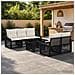 Set Divano da Giardino 6 pz Nero e Bianco Crema polyrattan - Foto miniatura 6