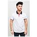Polo Uomo Stretch Piquet Xxl Bianco Rosso - Foto miniatura 1