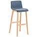 Sgabello Alto da Bar Hoover | Sgabello Bancone con Telaio in Legno Naturale e Seduta in Tessuto | Sgabello Imbottito, Alt. 77cm, 4 Gambe | Sgabello Design Cucina Blu - Foto miniatura 1