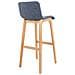 Sgabello Alto da Bar Hoover | Sgabello Bancone con Telaio in Legno Naturale e Seduta in Tessuto | Sgabello Imbottito, Alt. 77cm, 4 Gambe | Sgabello Design Cucina Blu - Foto miniatura 4