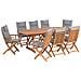 Set Da Giardino Di Un Tavolo E 8 Sedie Con Cuscini Grigi Maui - Foto miniatura 1