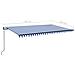 Tenda Automatica con Sensore Vento e LED 500x350 cm Blu Bianca - Foto miniatura 4
