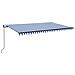 Tenda Automatica con Sensore Vento e LED 500x350 cm Blu Bianca - Foto miniatura 1