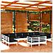 Set Divani Da Giardino 12 Pz Con Cuscini Bianchi Legno Di Pino - Foto miniatura 1