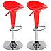 Set 2 Sgabelli Cucina Regolabile Acciaio E Abs Sgabello Girevole Rosso Casa Bar - Foto miniatura 1