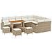 Set di divani da giardino con cuscini  13 pezzi beige polyrattan acacia, Set da pranzo da giardino  4 pezzi con cuscini beige polyrattan acacia, Divano da giardino 2 posti con cuscini  beige polyrattan - Foto miniatura 1