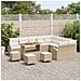 Set di divani da giardino con cuscini  13 pezzi beige polyrattan acacia, Set da pranzo da giardino  4 pezzi con cuscini beige polyrattan acacia, Divano da giardino 2 posti con cuscini  beige polyrattan - Foto miniatura 3