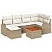 Set di Divano da Giardino 7 Pezzi con Cuscini Beige Rattan Poliestere Acacia, Divano da Giardino 2 Posti con Ripostiglio & Cuscini Beige Rattan Poliestere - Foto miniatura 1