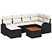 Set Divano da Giardino da 7 Pezzi con Cuscini Nero Polyrattan Acacia - Foto miniatura 1