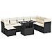 Set Divani da Giardino 9 pz con Cuscini Nero in Polyrattan - Foto miniatura 1