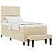Letto a molle con materasso e panca crema 100x200 cm tessuto - Foto miniatura 1
