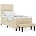 Letto a molle con materasso e panca crema 100x200 cm tessuto - Foto miniatura 4