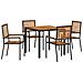 Set da Pranzo per Giardino 5 pcs Nero e Legno 90 x 90 x 75 cm - Foto miniatura 1