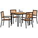 Set da Pranzo per Giardino 5 pcs Nero e Legno 90 x 90 x 75 cm - Foto miniatura 3