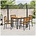 Set da Pranzo per Giardino 5 pcs Nero e Legno 90 x 90 x 75 cm - Foto miniatura 4