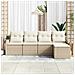 Set Divano da Giardino 5 pcs Beige e bianco Poly Rattan - Foto miniatura 3