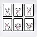 Set Di 6 Stampe Animali Bambini Gomma Da Masticare Cervo Maiale Volpe Gufo Cane A4 Cornice Nera - Foto miniatura 1
