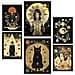 Set Di 6 Stampe Pittura Decorativa Surreale Collage In Mistico Esoterico Per Donne Incorniciata Con Illustrazioni A3 & A4 Cornice Nera - Foto miniatura 1
