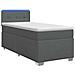 Letto con Box Spring, Materasso e LED Grigio Scuro Singolo - Foto miniatura 1