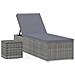 Lettino Prendisole con Cuscino e Tavolino in Polyrattan Grigio - Foto miniatura 1
