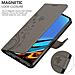 Custodia Compatibile Con Xiaomi Redmi 9t / Poco M3 In Grigio Fiore - Coperchio Protettivo In Design Floreale Con Chiusura Magnetica, Funzione Stand E Slot Per Carte - Foto miniatura 5
