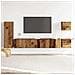 Set Mobile Tv 5 Pz Montato A Parete Legno Antico In Truciolato - Foto miniatura 3