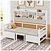 Divano Letto 200x90 Cm,letto E Scrivania 2 In 1,letto Singolo In Legno,bianco - Foto miniatura 1
