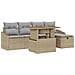 Set di 6 Pezzi di Divani da Giardino con Cuscini Beige in Polyrattan - Foto miniatura 1