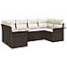 Set Divani Giardino 6 Pezzi con Cuscini Rattan Poliestere Marrone, Divano Giardino 2 Posti con Ripostiglio e Cuscini Rattan Poliestere Marrone - Foto miniatura 1