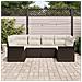 Set Divani Giardino 6 Pezzi con Cuscini Rattan Poliestere Marrone, Divano Giardino 2 Posti con Ripostiglio e Cuscini Rattan Poliestere Marrone - Foto miniatura 3