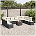 Set Divano da Giardino 11 Pezzi con Cuscini Nero Rattan Policombinato Acacia - Foto miniatura 3