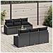Set Divano da Giardino da 7 Pezzi con Cuscini Nero Polyrattan Acacia - Foto miniatura 3