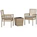 Set Bistro da Giardino 3 Pezzi con Cuscini Beige in Polyrattan - Foto miniatura 1