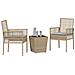 Set Bistro da Giardino 3 Pezzi con Cuscini Beige in Polyrattan - Foto miniatura 3
