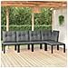 Set Salotto da Giardino 5 pz Nero e Grigio in Polyrattan - Foto miniatura 2