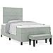 Letto con Box Spring e Materasso & Panca Grigio Chiaro 120x190 cm Velluto - Foto miniatura 4