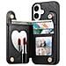 Elegante Custodia A Portafoglio Compatibile Con Iphone 17 Air Con Porta Carte, Cavalletto E Specchietto Per Trucco Black - Foto miniatura 4