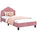 Struttura letto bambini con testata Rosa 80 x 200 cm Velluto - Foto miniatura 1