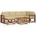 Set di divani da esterno con cuscino 7 pcs Naturale e Beige - Foto miniatura 1