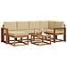 Set di divani da esterno con cuscino 7 pcs Naturale e Beige - Foto miniatura 3