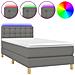 Letto A Molle Materasso E Led Grigio Scuro 90x190 Cm In Tessuto - Foto miniatura 2